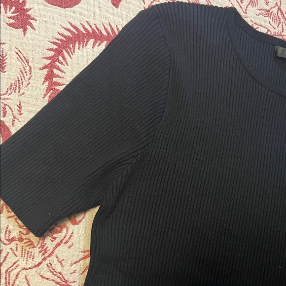 Zesica Elegant Black Ribbed Short Sleeve Sweater size XXL - Picture 3 of 12